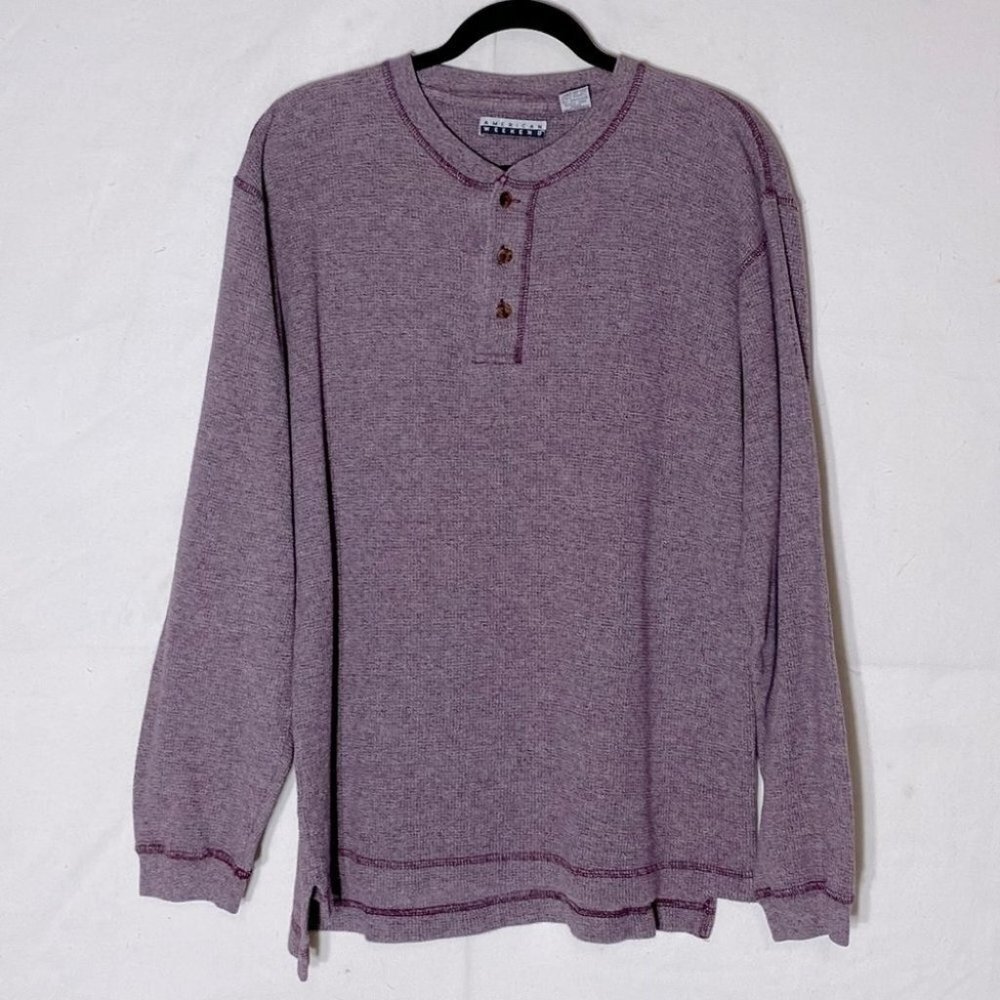 Vintage 90s American Weekend purple waffle knit long sleeve top